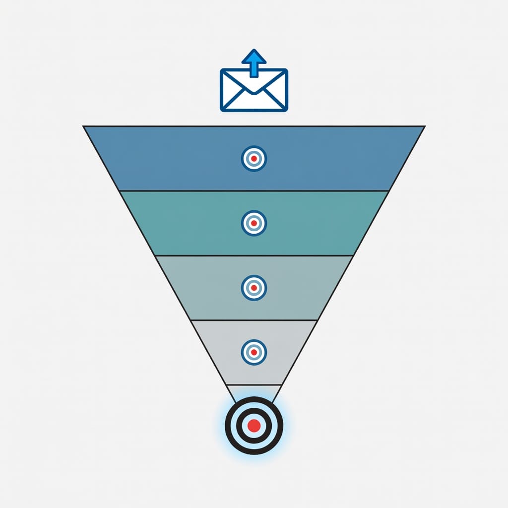 ABM campaign funnel illustration showing targeted account approach