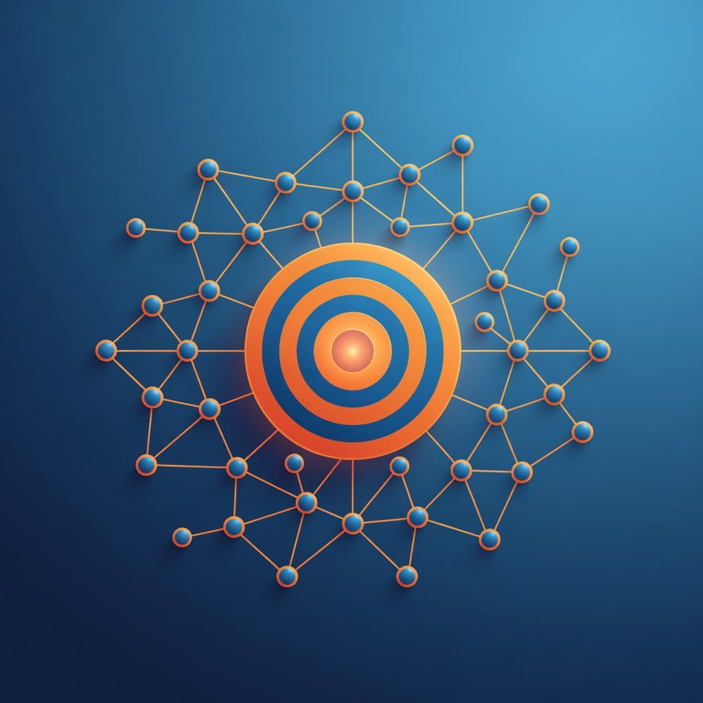 Abstract geometric network of B2B target accounts representing account based selling strategy