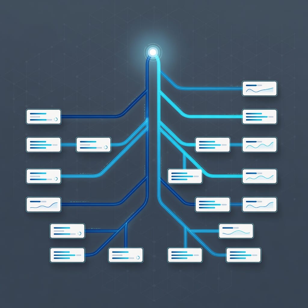 Conceptual decision matrix illustration for comparing outbound sales tools, no text