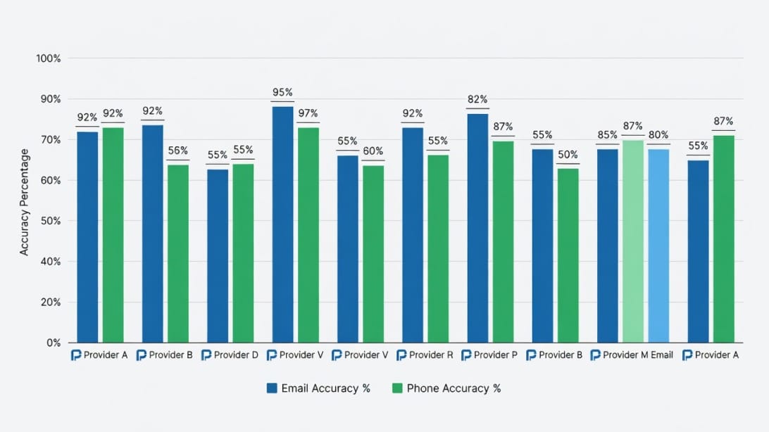 B2B data accuracy comparison chart showing provider performance metrics