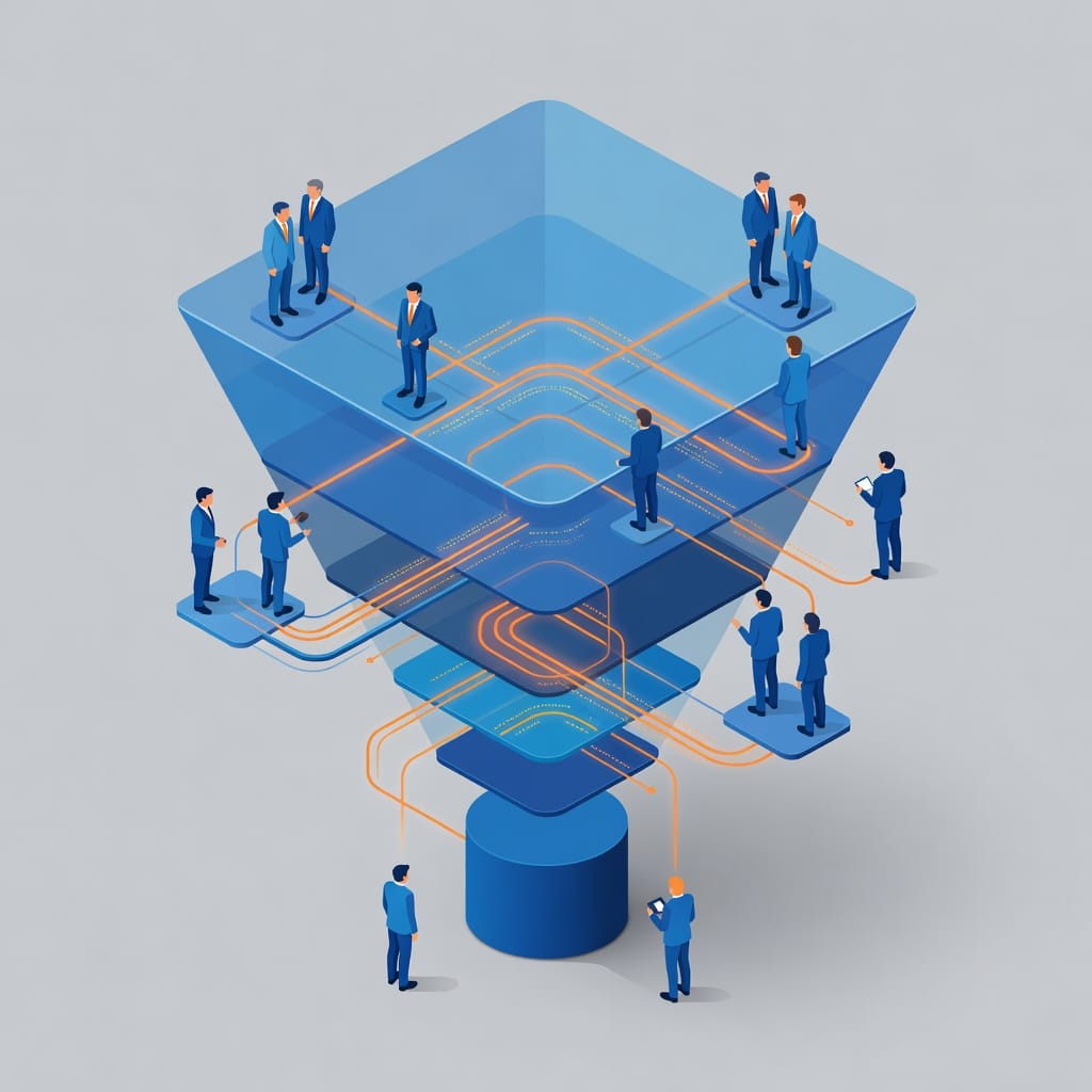 Abstract representation of the B2B sales funnel and buying committee
