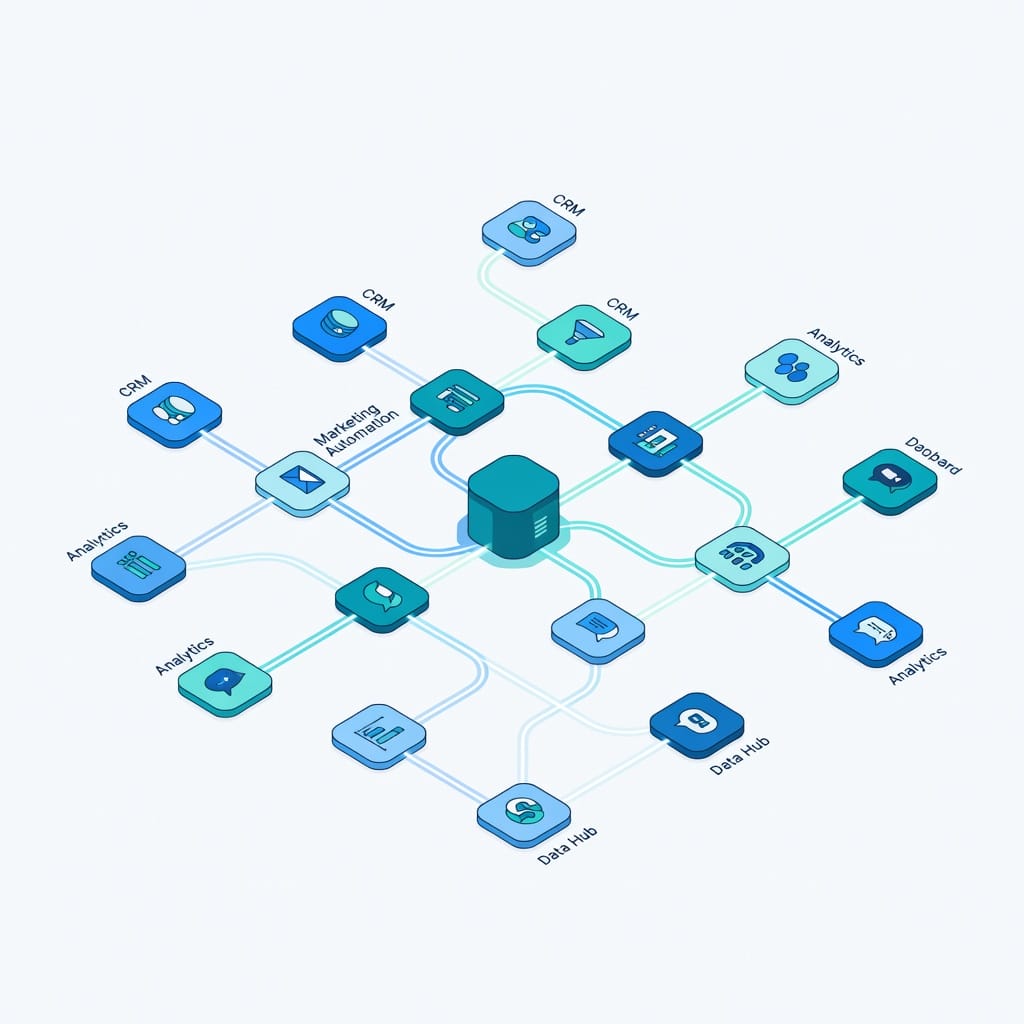 Illustration of a modern B2B sales technology stack