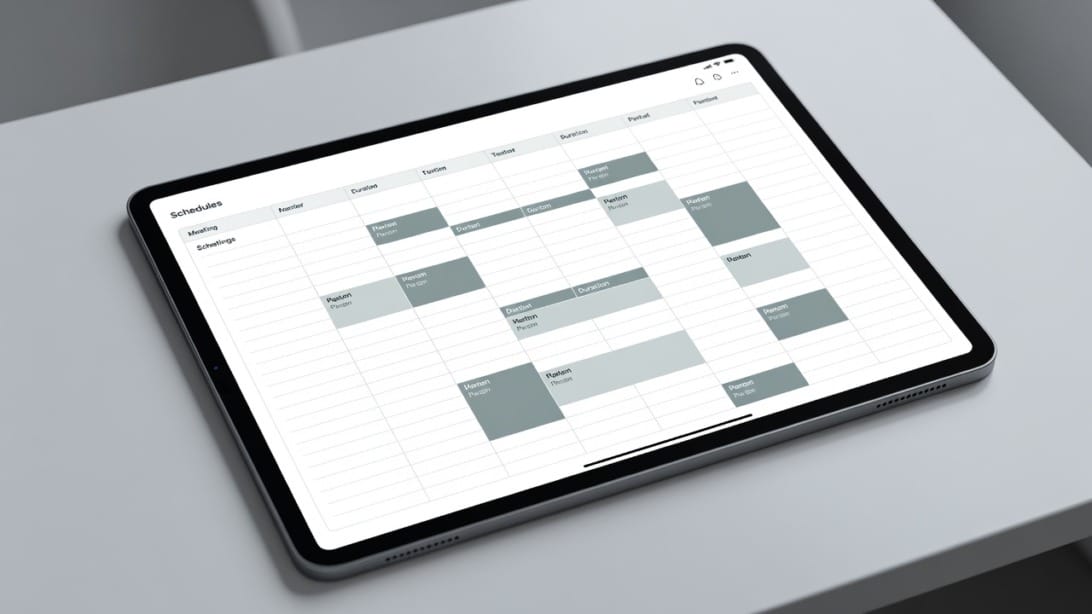 Calendar scheduling template - digital calendar showing meeting appointments