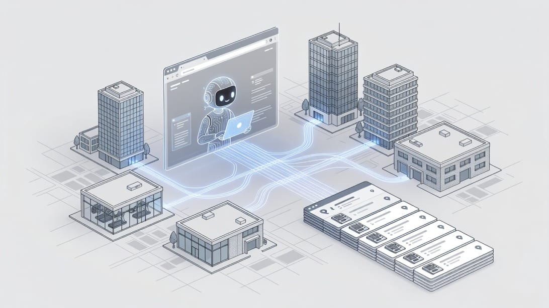 AI browser assistant organizing local business prospects for vending machine cold email outreach