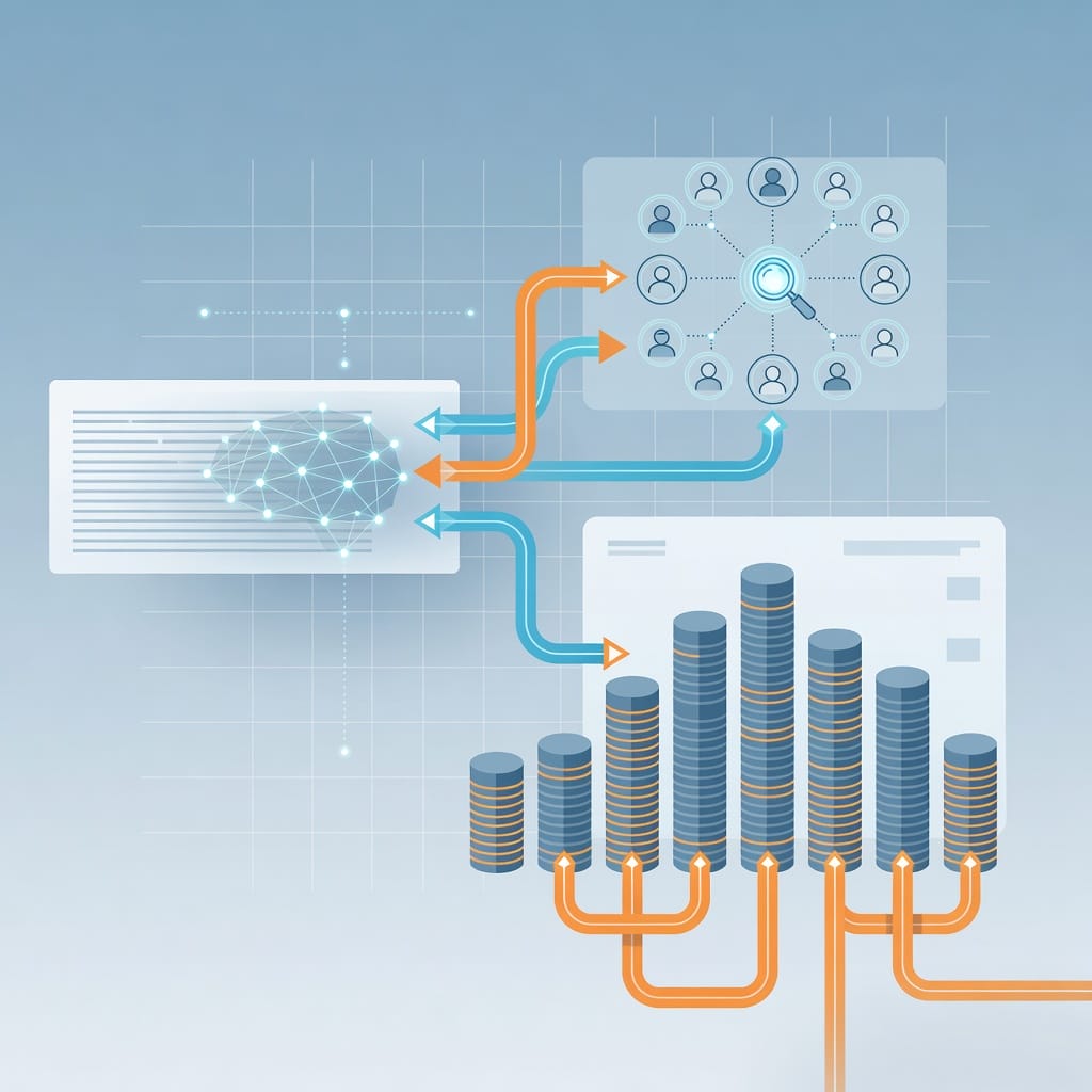 AI workflow planning visualization across long documents contact research and sales data