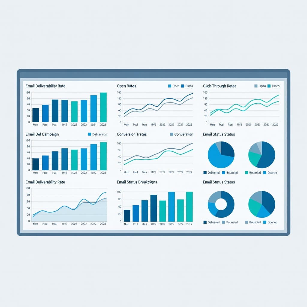 B2B sales dashboard showing email deliverability and analytics metrics