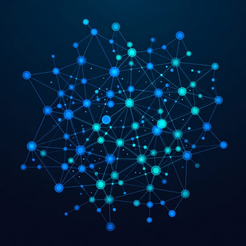 Interconnected network of skill nodes representing email marketing expertise areas