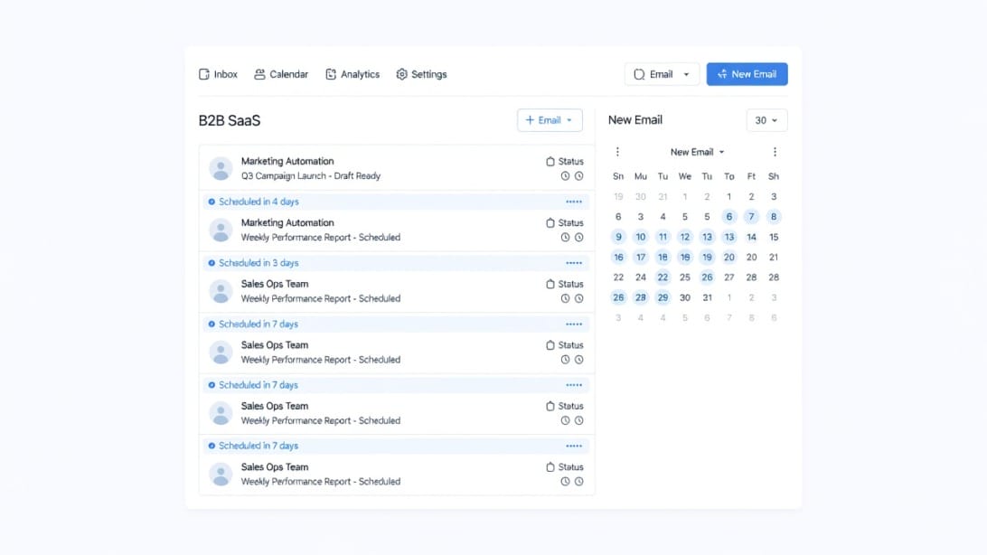 Email nurture drip sequence timing calendar showing 3-4 day gaps transitioning to weekly intervals