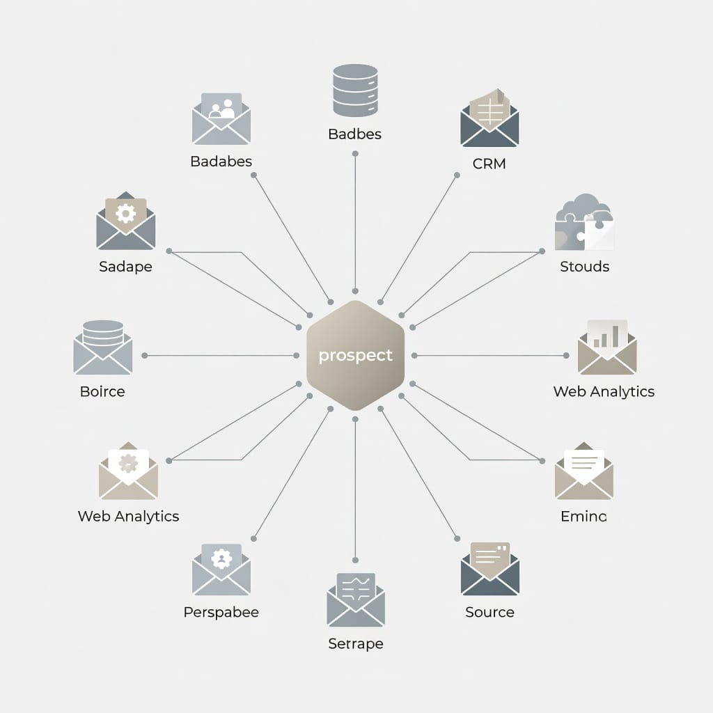 Email personalization workflow connecting prospect data sources and touchpoints