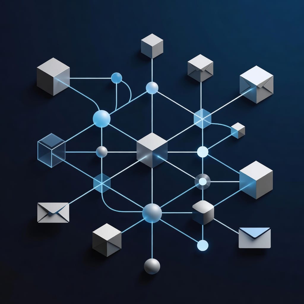 Diagram illustrating multi-channel follow-up sequence coordination between email and LinkedIn