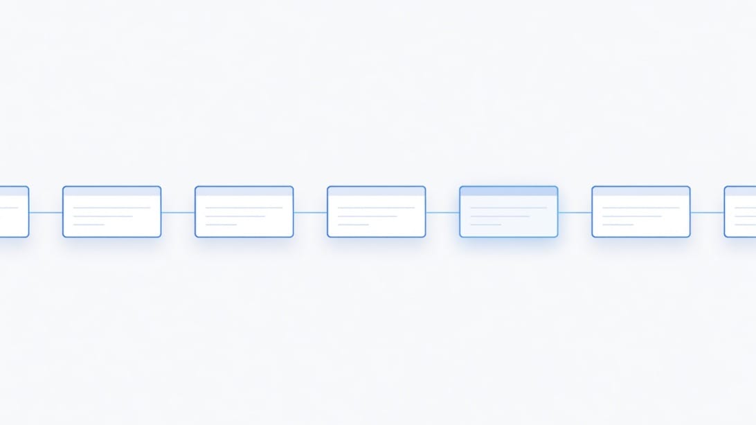 Illustration of a cold email follow-up sequence moving through several timed email steps.