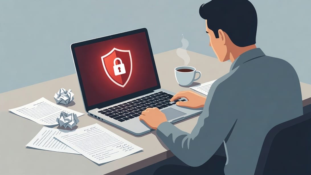 Person viewing a Google account disabled warning on their laptop screen