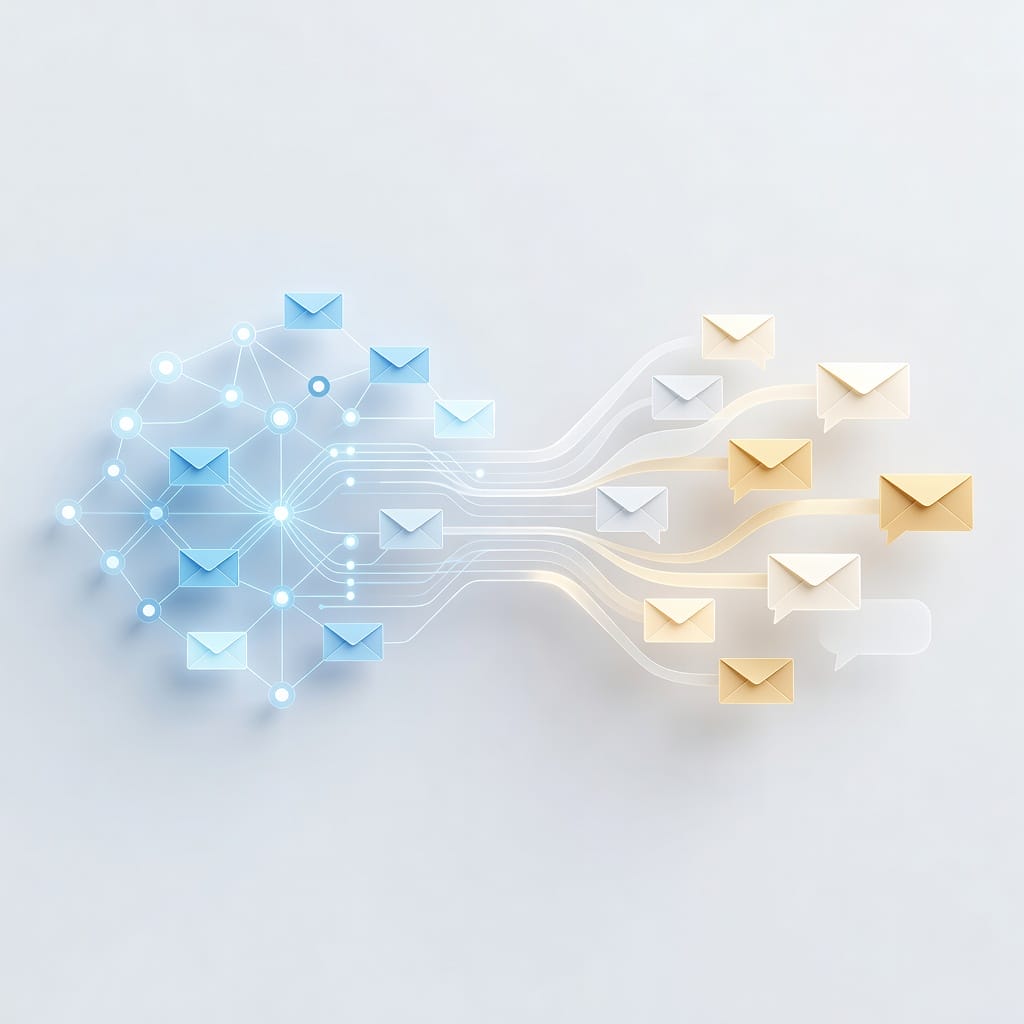 Illustration of personalized cold email icebreakers connecting buyer research to outreach messages
