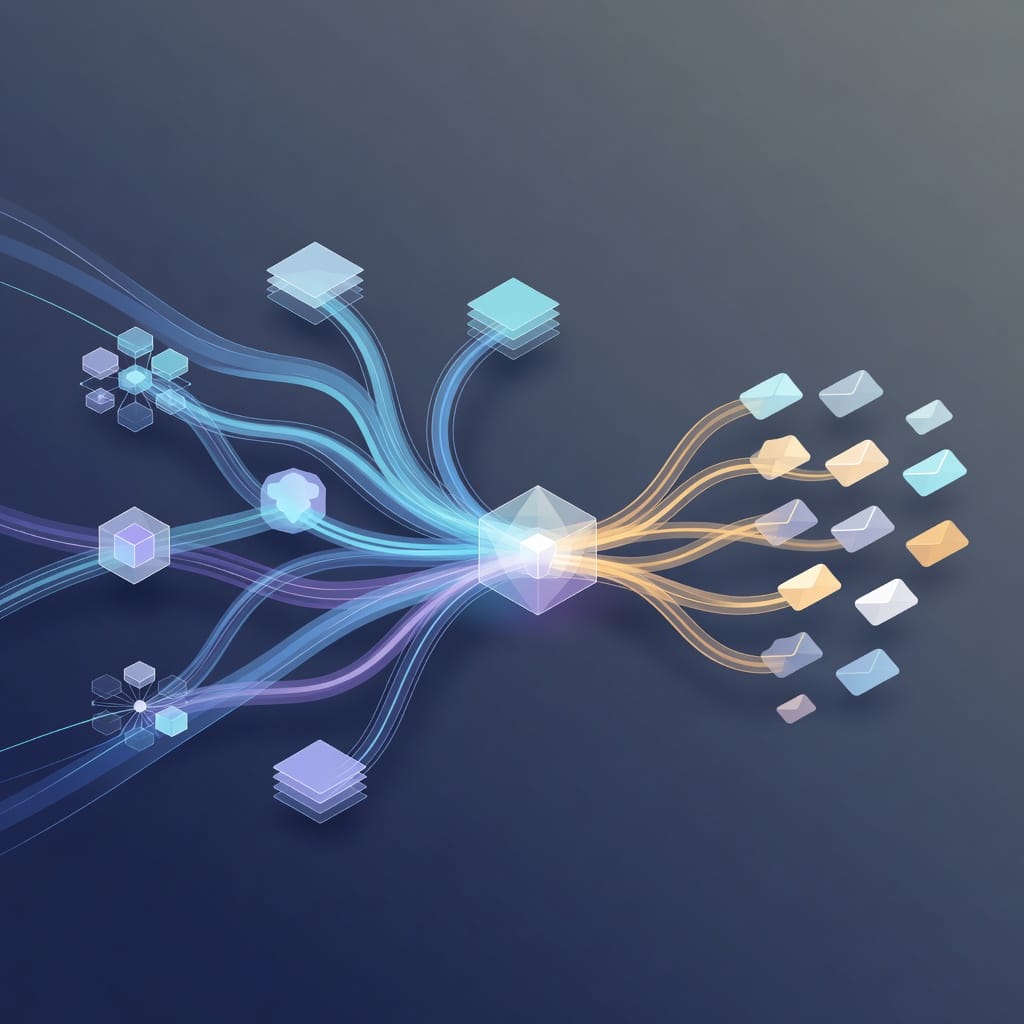Illustration of sales research signals transforming into thoughtful email opening lines