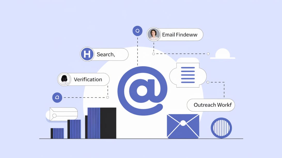 Hunter.io Email Finder review hero showing search, verification, and outreach workflow