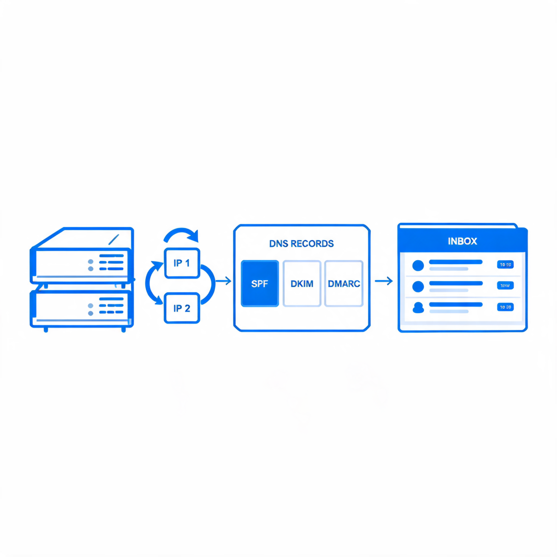 Cold email infrastructure comparison showing dedicated servers, IP rotation, DNS setup, and inbox management