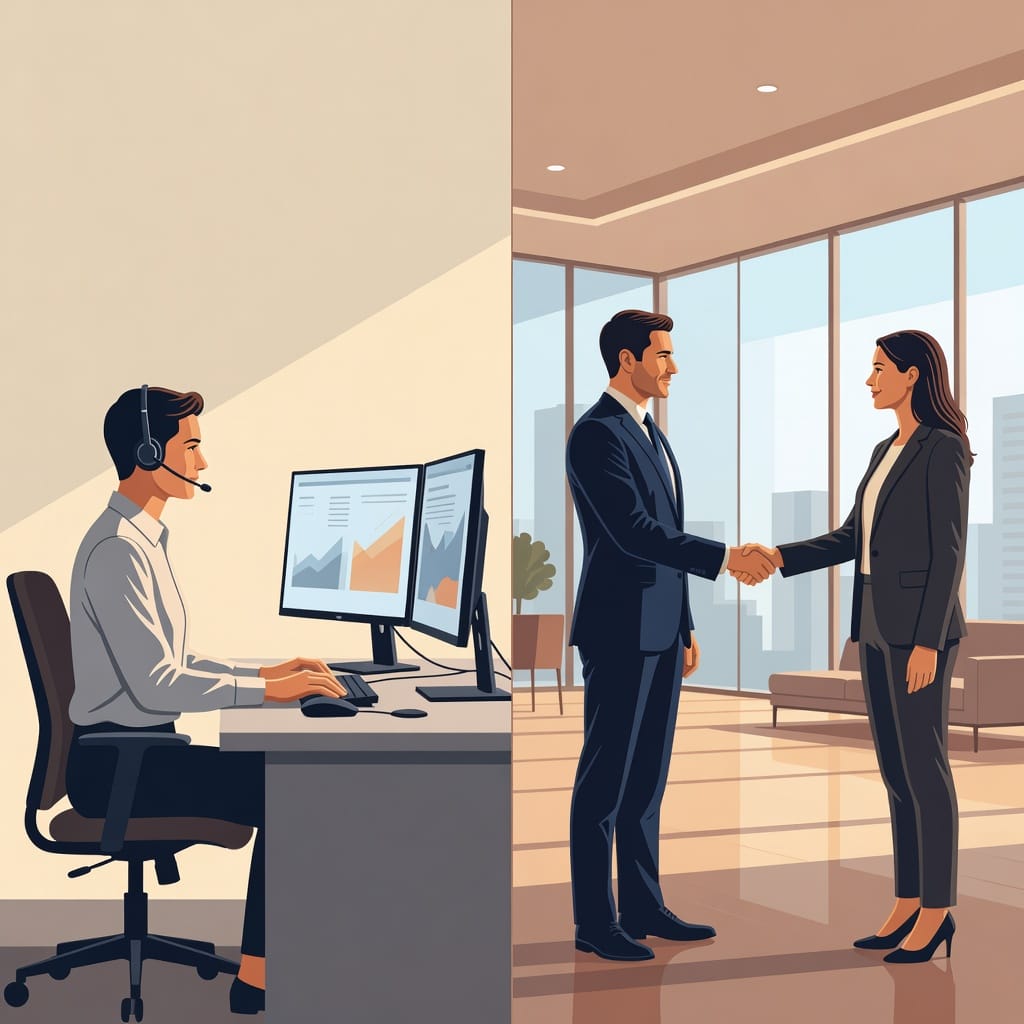 Inside sales and outside sales split comparison illustration