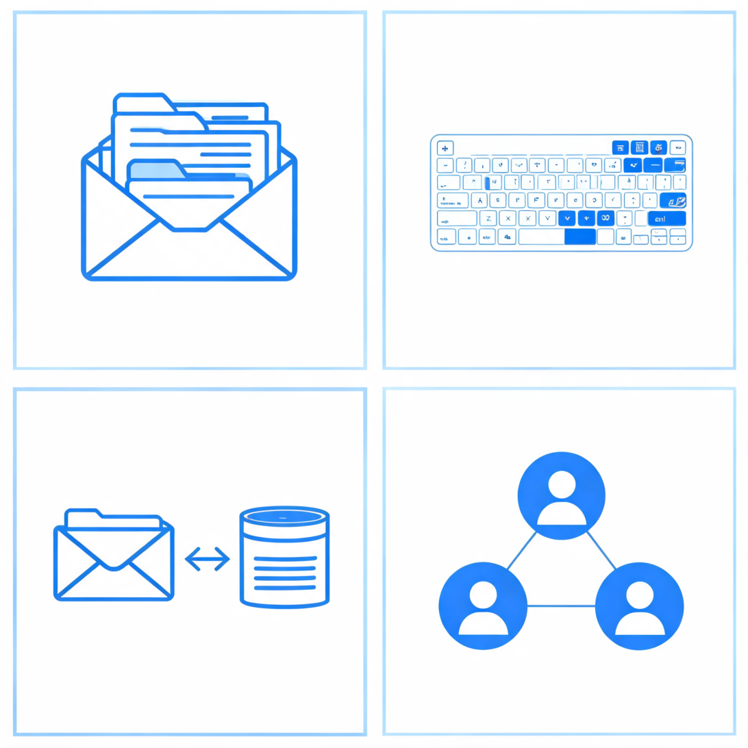 Comparison of LinkedIn DM management tools with feature icons for inbox organization, keyboard shortcuts, CRM sync, and multi-account support