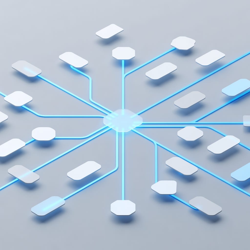 Abstract cold email tool evaluation decision paths illustration
