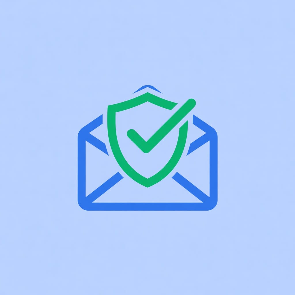 Email deliverability testing and spam check illustration with shield and envelope