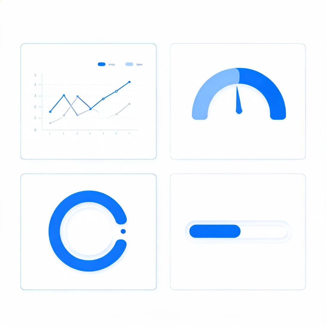 Email deliverability and warm-up dashboard showing inbox placement, spam score, sender reputation, and warm-up progress