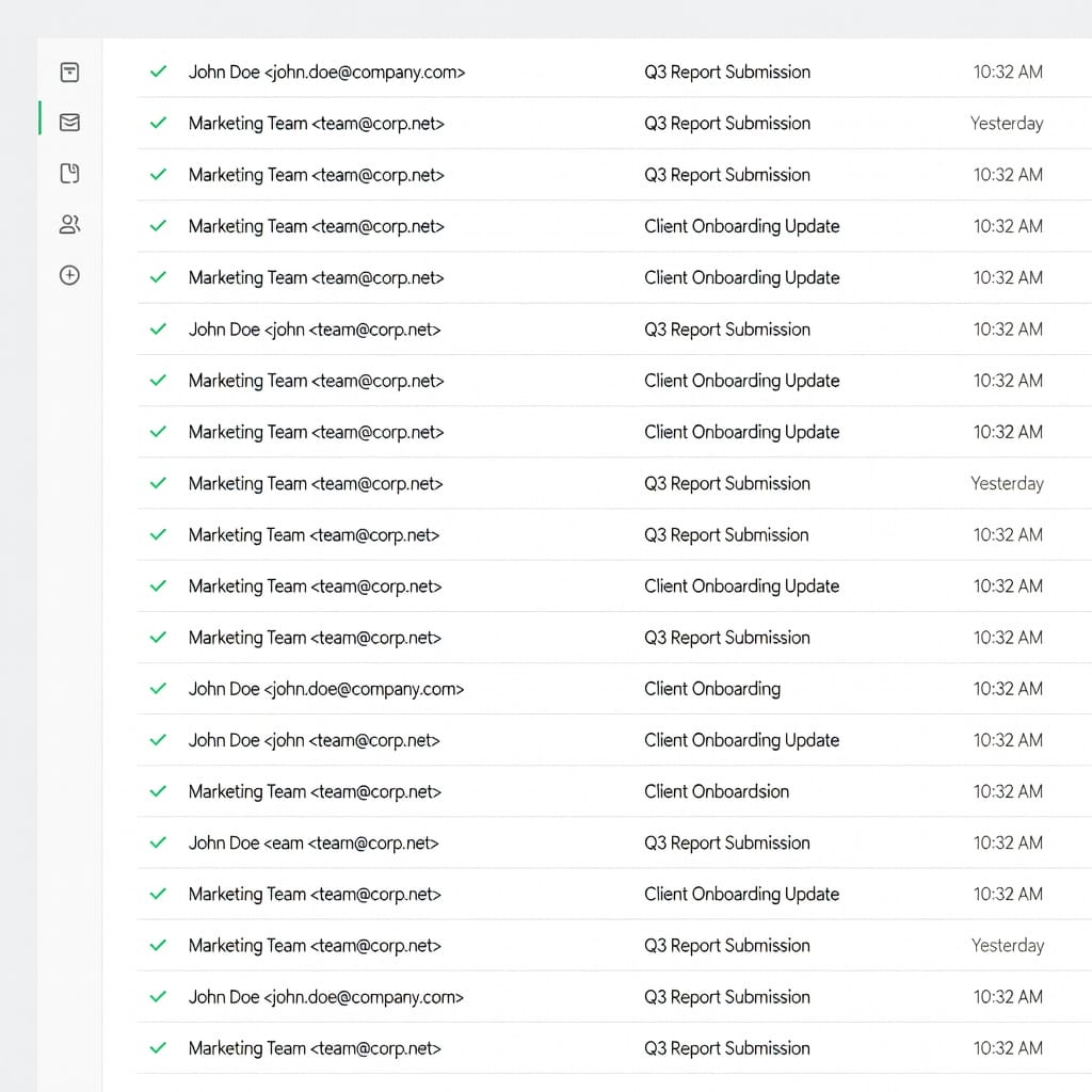 Email tracking checkmarks integrated into a clean modern email interface