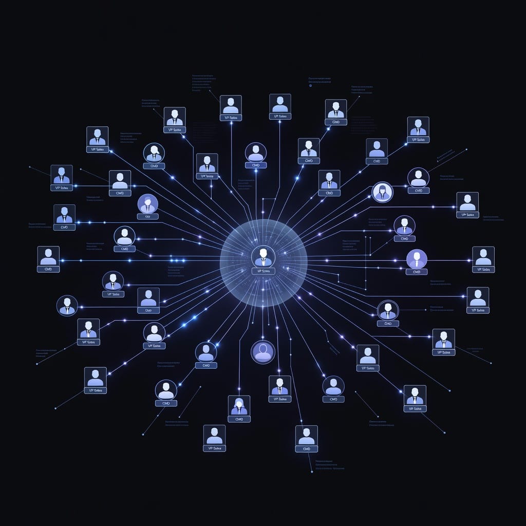 B2B marketing director database - a digital network of targeted marketing leaders with glowing connections