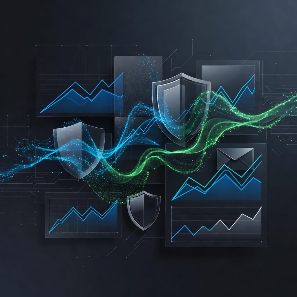 A modern B2B software dashboard showing email deliverability metrics and bounce rate protection