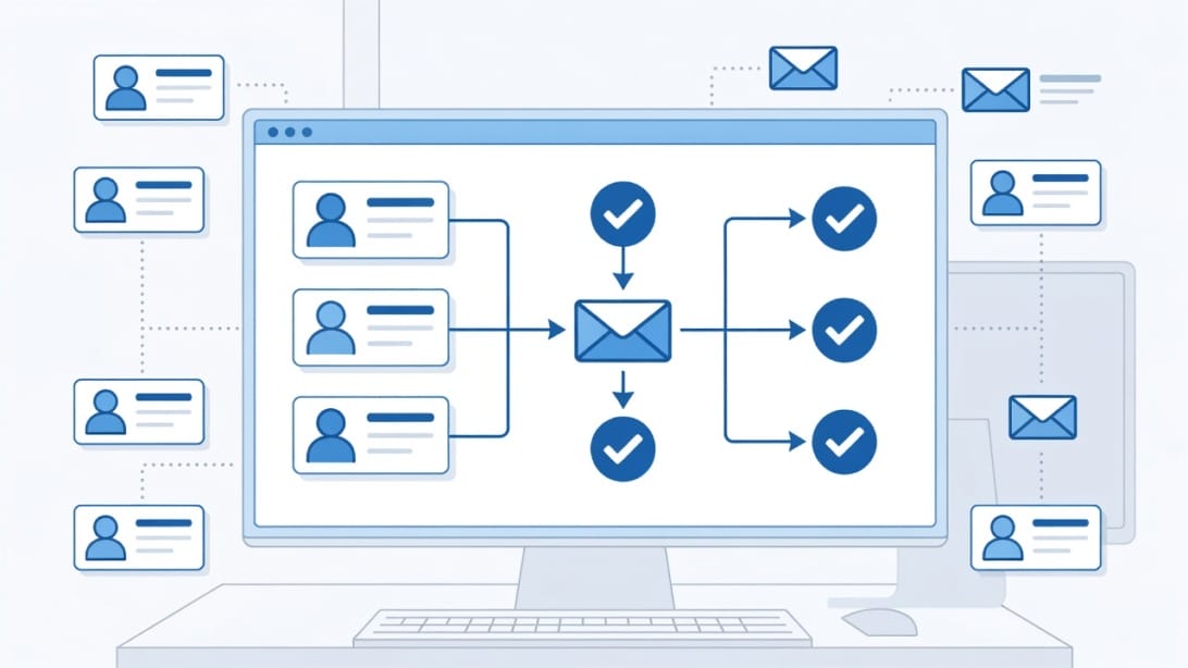Illustration of troubleshooting an Outlook email group that is not sending correctly.