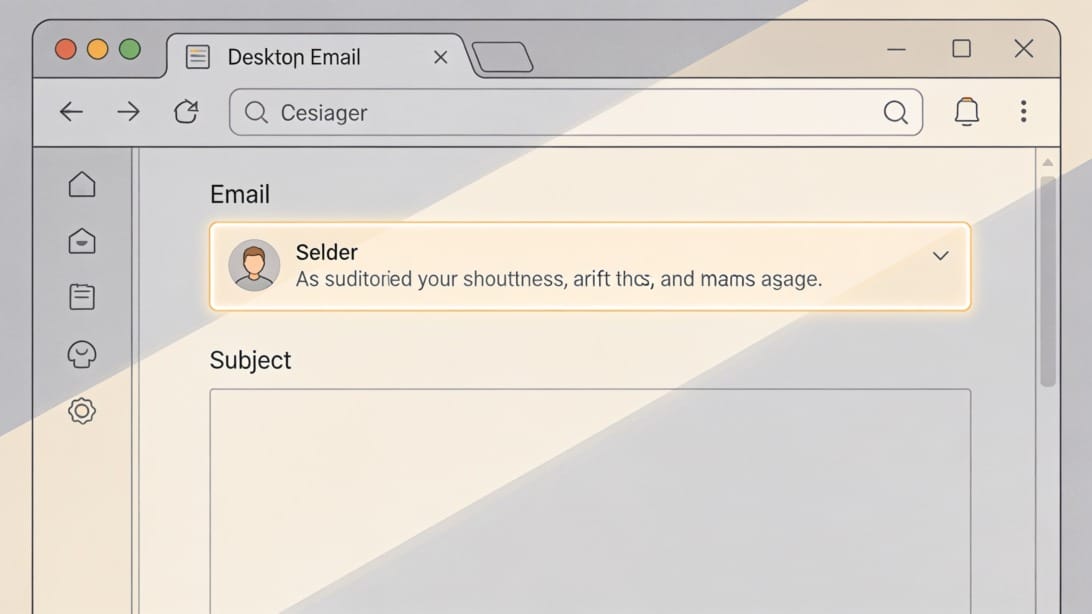 Illustration of an Outlook-style inbox row with sender above subject.