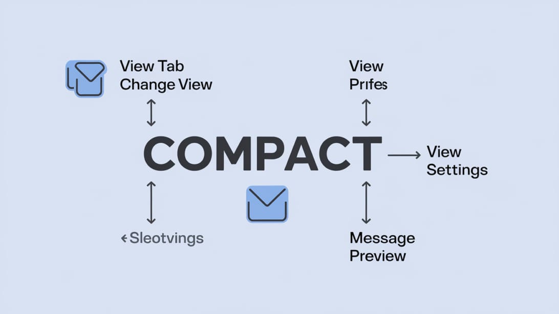 Diagram of the Classic Outlook menu path for restoring sender above subject layout.