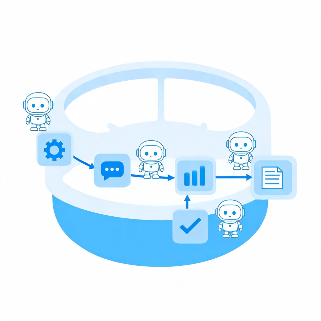 Relevance AI platform showing AI agent builder with no-code workflow canvas and multi-agent workforce