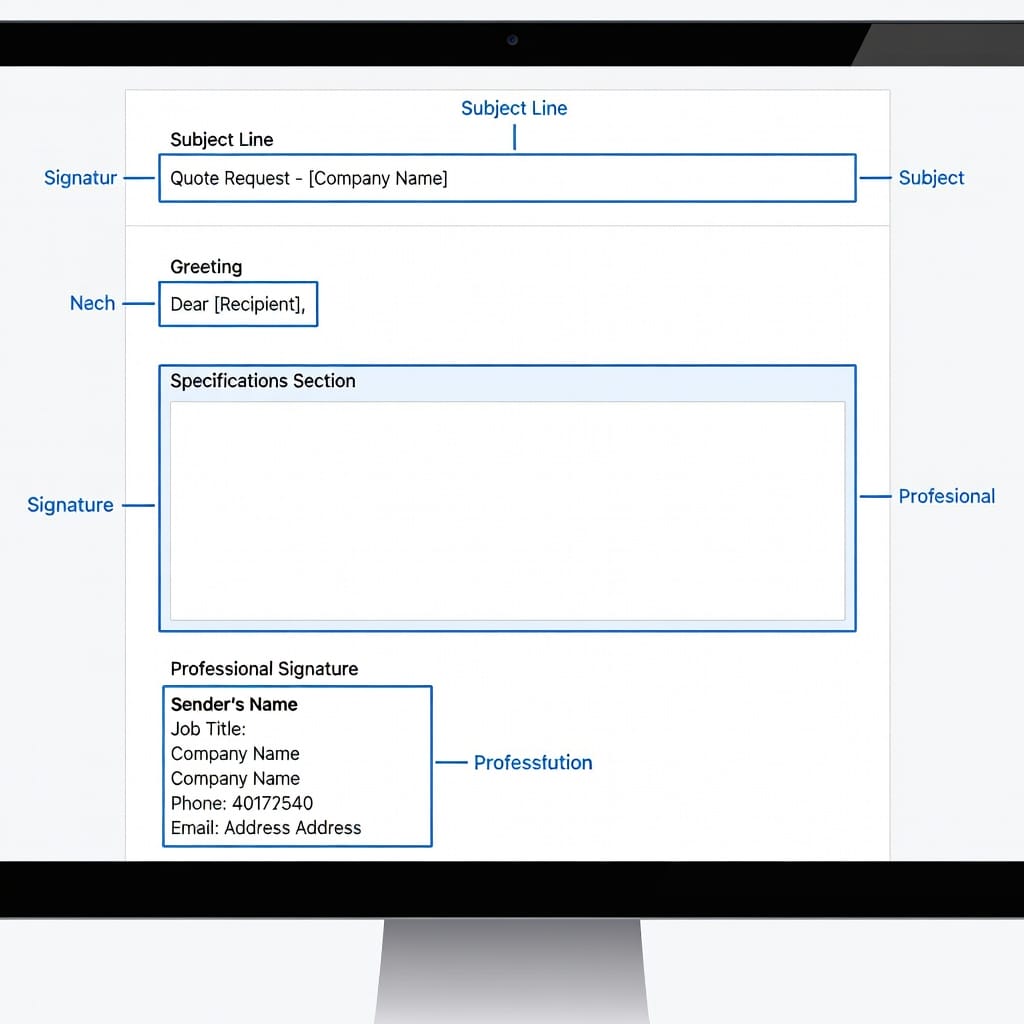Professional email composition interface showing quote request email structure