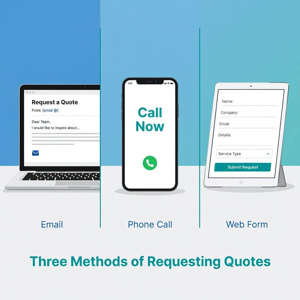 Comparison of email, phone, and web form quote request methods