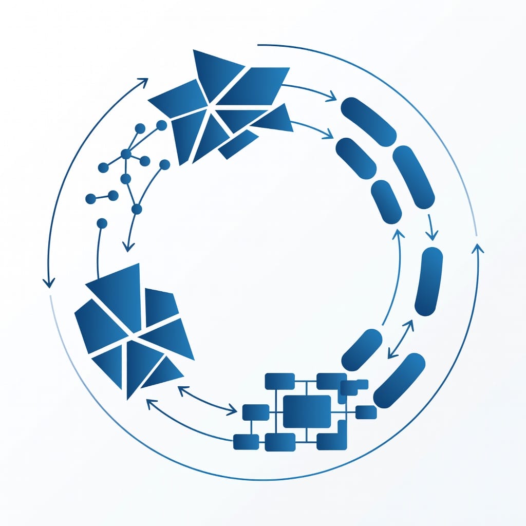 Abstract visualization of B2B sales strategy framework showing interconnected elements