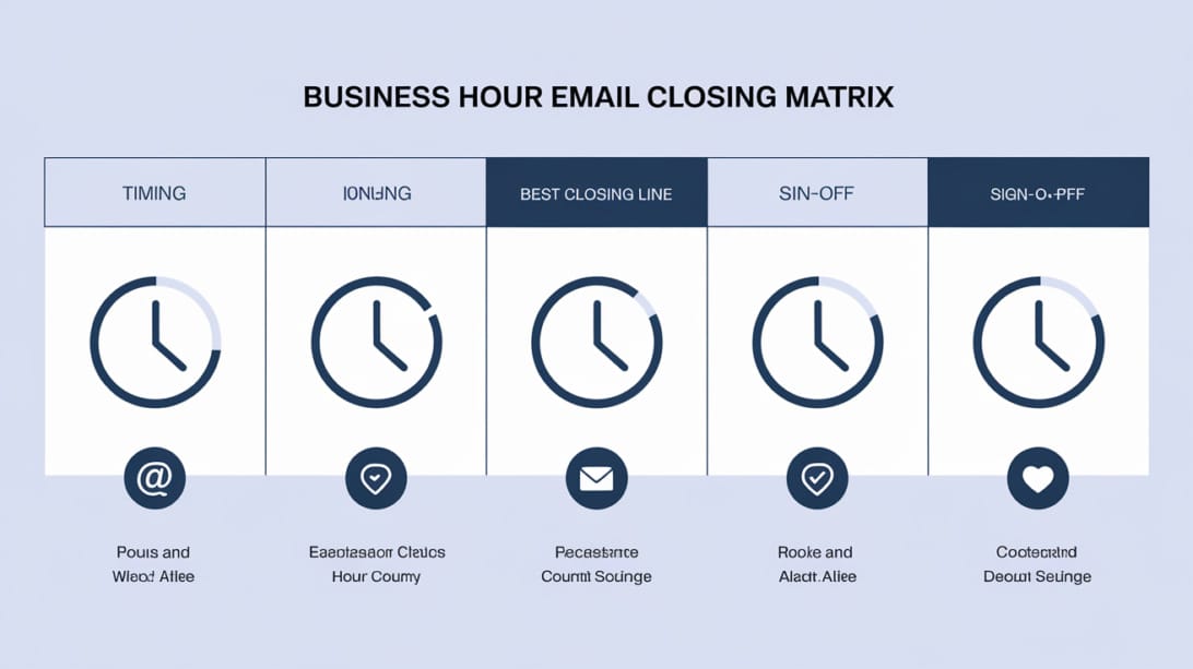 Business hour email closing matrix infographic