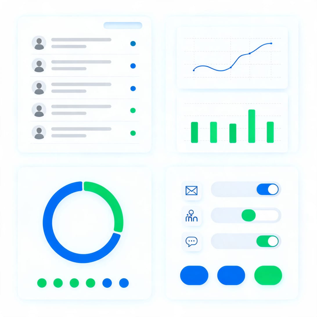 Smartlead cold email dashboard illustration showing a unified inbox interface with campaign analytics, email warm-up status, and multi-channel outreach controls in a clean modern design