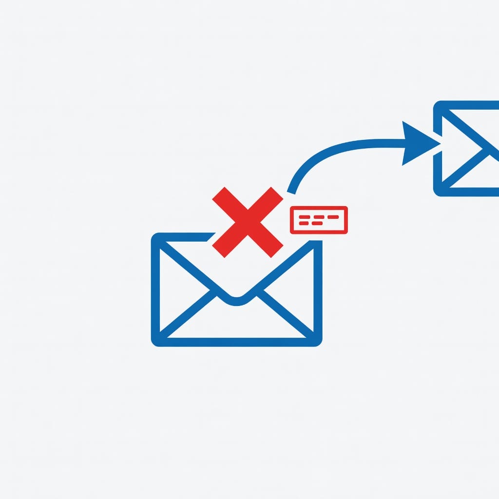 Diagram showing a 550 permanent failure email bounce being returned to sender