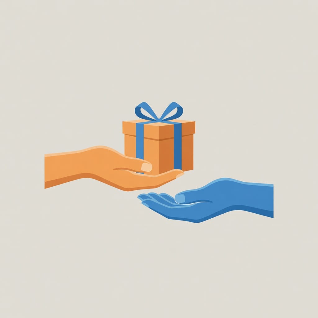 Reciprocity principle illustration showing giving and receiving in business relationships