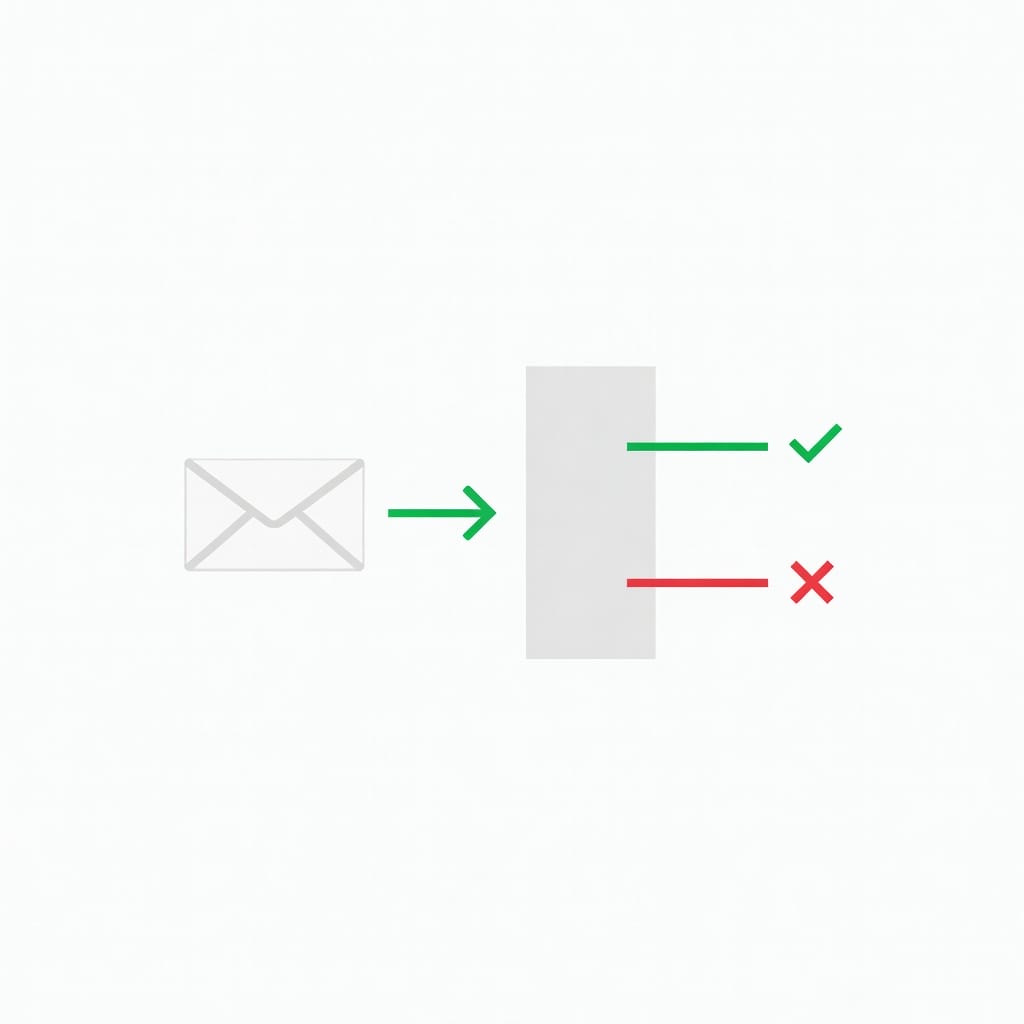 Email verification process showing valid and invalid emails being filtered