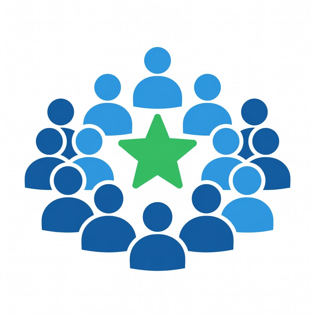 Social proof principle illustration showing people following a popular choice