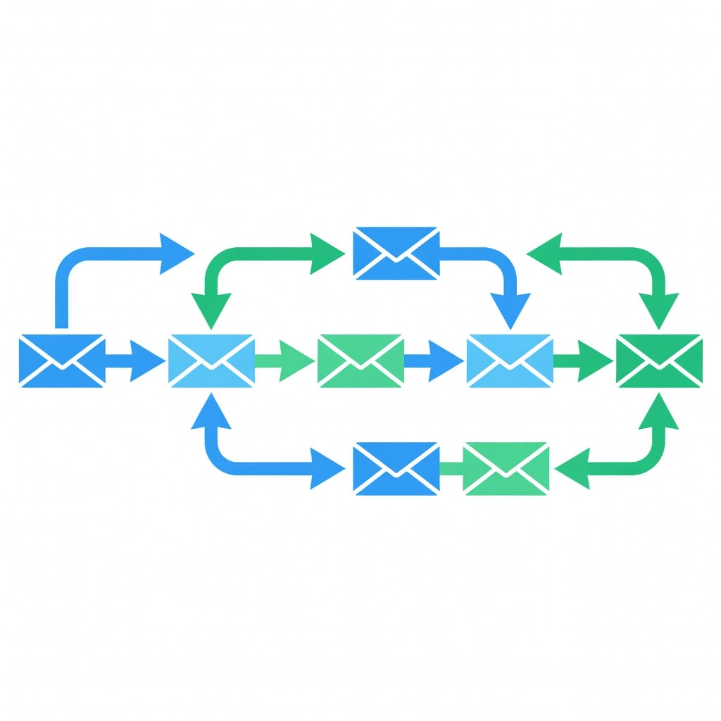 Automated email follow-up sequence showing scheduled follow-up messages