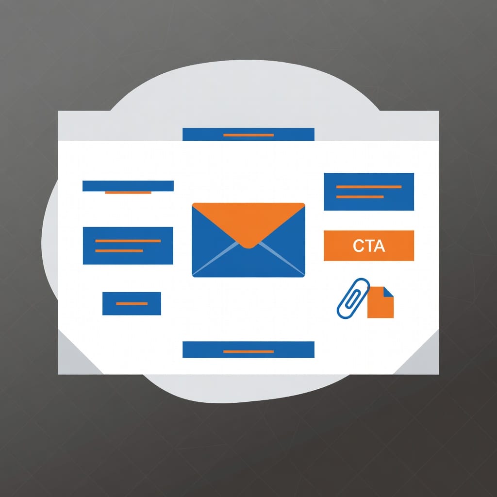 Seven essential components of a complete cold email arranged around an envelope