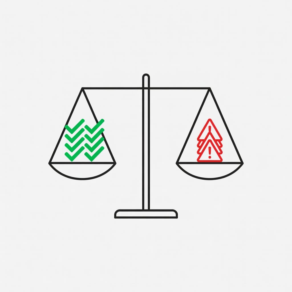 Balance scale showing pros and cons of using Mailreach for email warmup