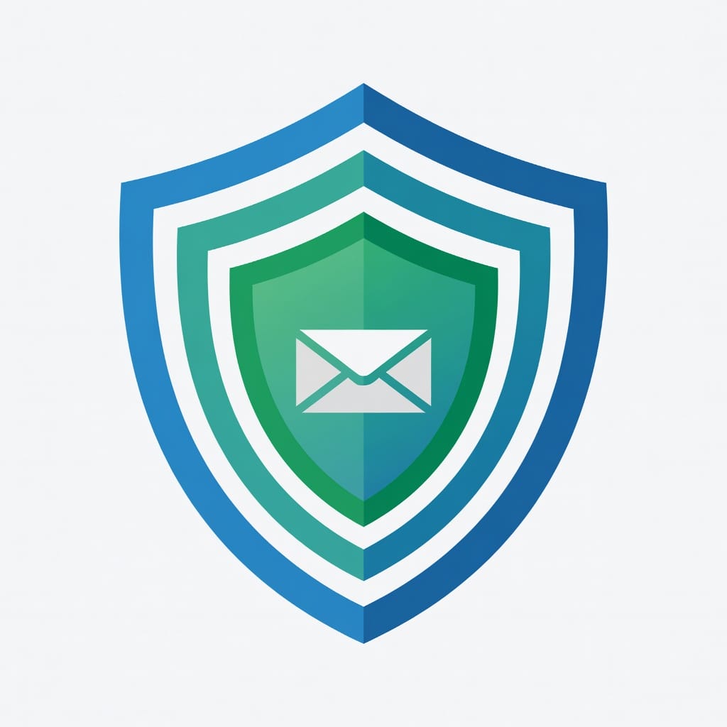 Email authentication stack showing SPF, DKIM, and DMARC protecting against bounces