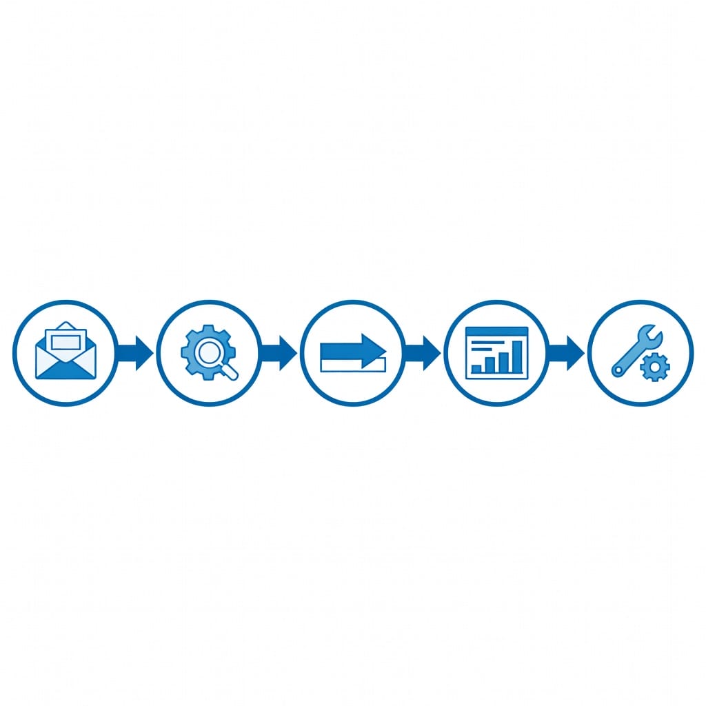 Step-by-step workflow illustration showing how to run an email spam test