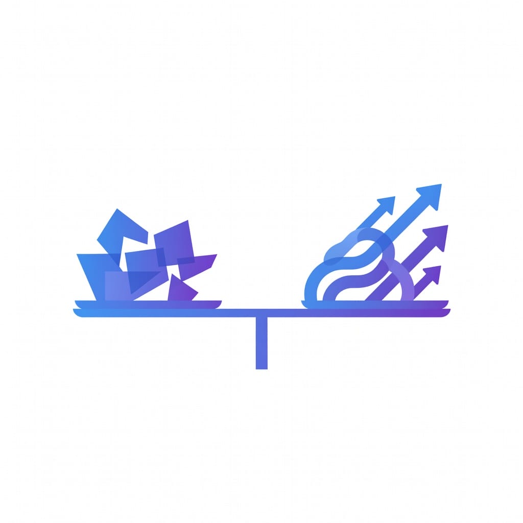 Decision balance scale weighing privacy risks against deliverability analysis benefits