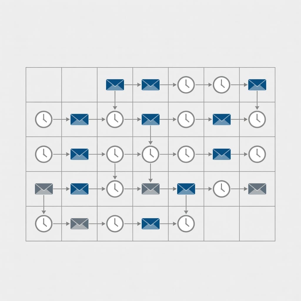 Email follow-up scheduling calendar showing timing and automation