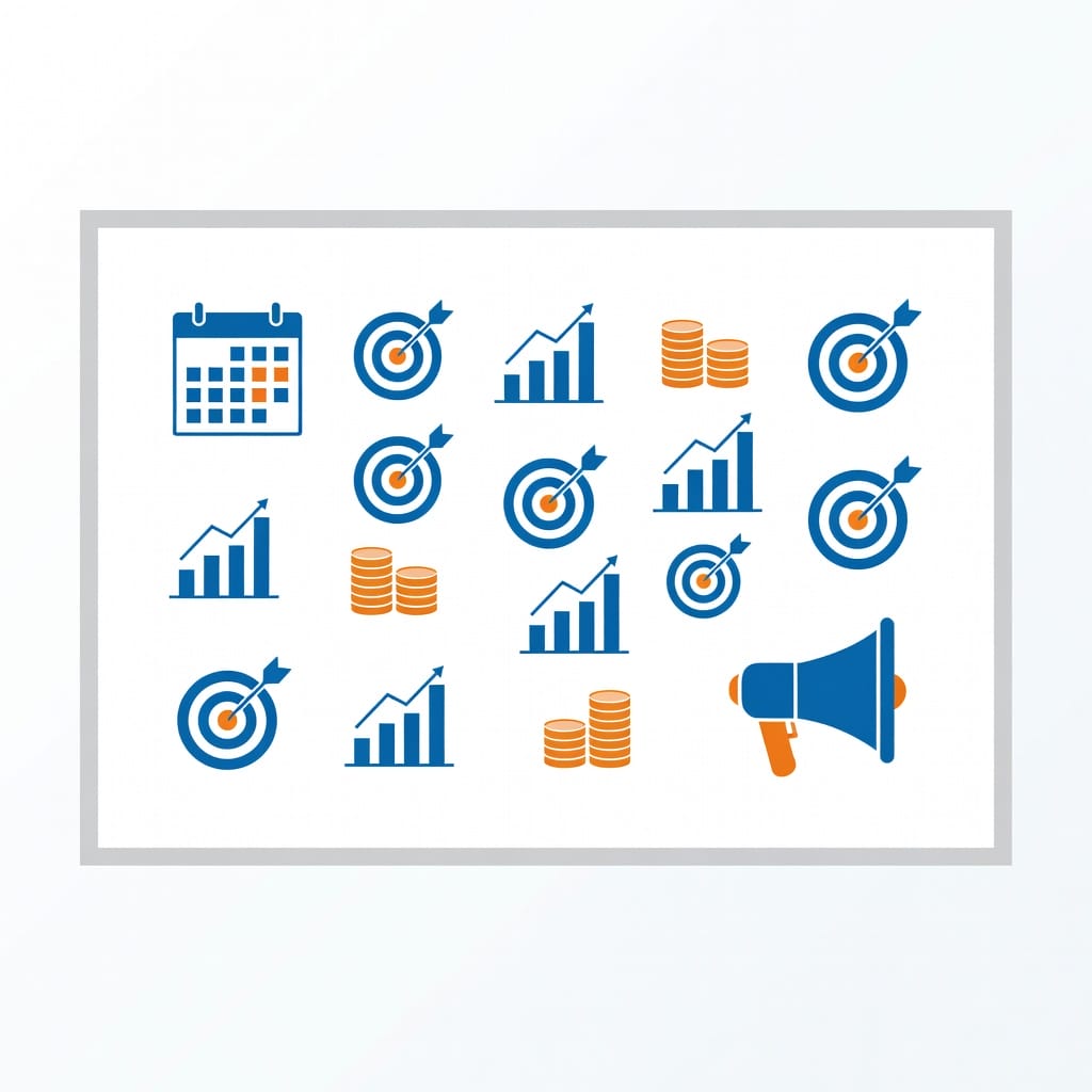 Sales promotion campaign planning board with timeline and budget elements