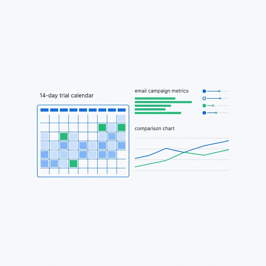 14-day SmartReach trial timeline with email campaign testing phases